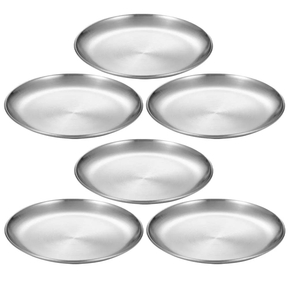 

6 Pcs Stainless Steel Plate Kids Dinner Plates Platter Kitchen Items Dishes Toddler Kitchenware