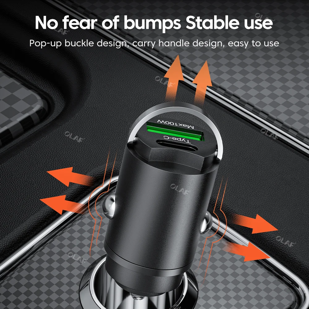 Mini Phone Charger Phone Charger Adapter Phone Charger Car Charger Car Phone Charger Mini 100W USB Car Charger Type C QC3.0 PD Fast Charging For iphone Samsung Huawei Xiaomi