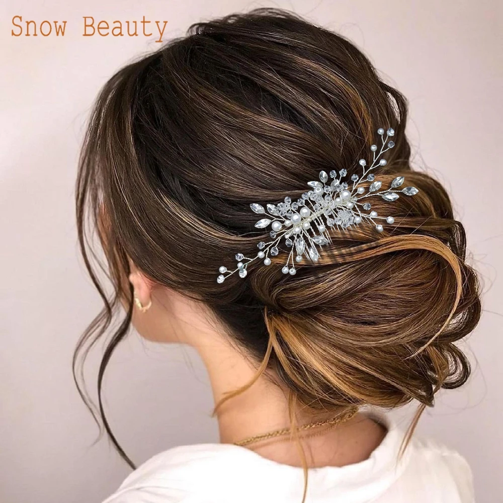 A486 Sliver Bride Headpiece Gift Wedding Hair Accessories Elegant Crystal Bride Hair Comb Rhinestone Bridal Hair Clip Headwear