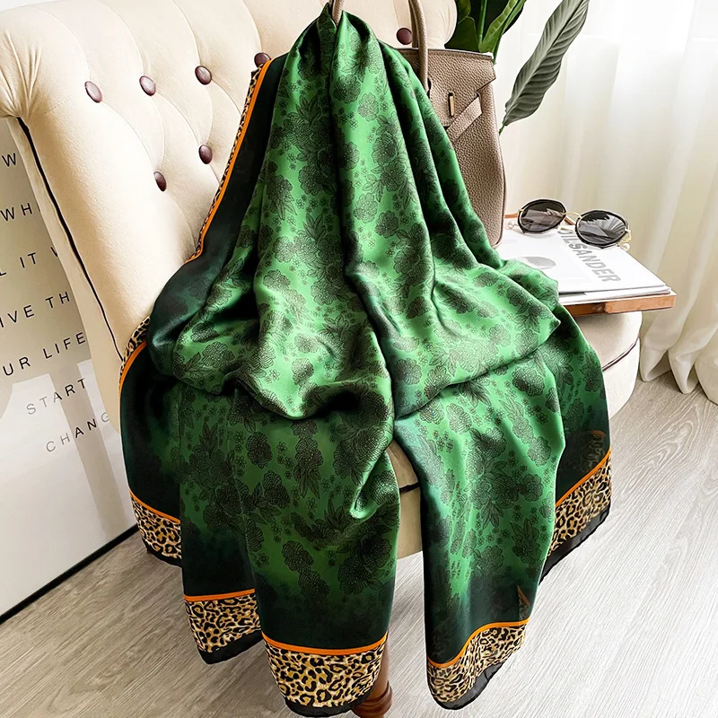 Spring Scarf Women's Luxury Design Scarf Silk Smooth Scarf Soft Muslim Headband Shawl Beach 85x180cm 2