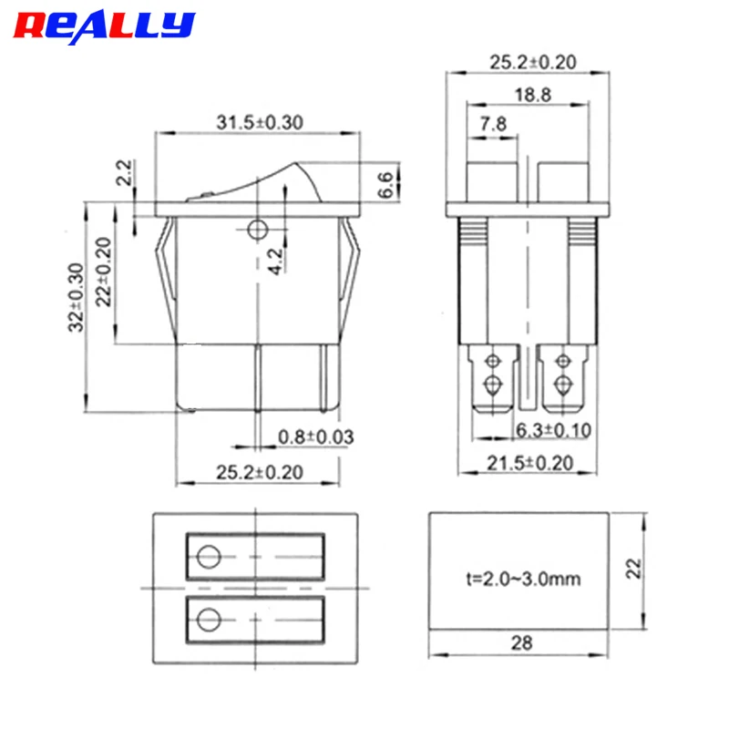 5PCS KCD8-212 듀플렉스 로커 암 스위치 6핀 2위치 DTSP 온-오프 제어 녹색 및 빨간색 16A 220V 조명 전원 스위치 액세서리