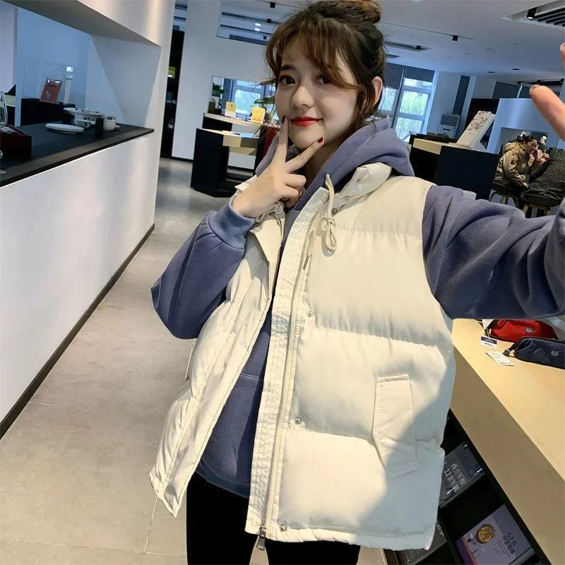 Solid Oversized Vest Jacket 2022 Fall Winter Women Loose Korean Sleeveless Down Jackets Thicken Warm Female Vests Cotton Coats