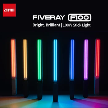 Zhiyun FIVERAY RGB LED 비디오 라이트 지팡이 스틱, 사진 램프, 틱톡, 유튜브용 휴대용 조명, 100W