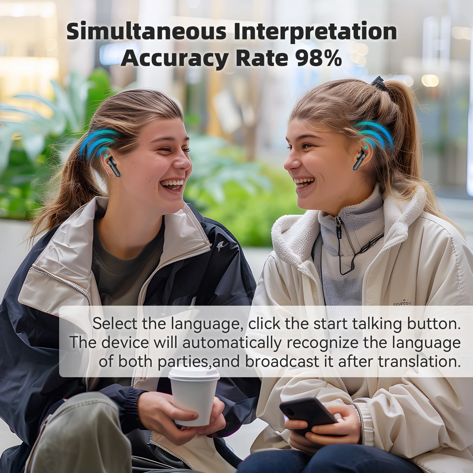 V17 Translator Earbuds 150 Languages Smart Instant Voice Translator Wireless Travel Headphones support 4 Translation Mode in APP translator earbuds translator earphones