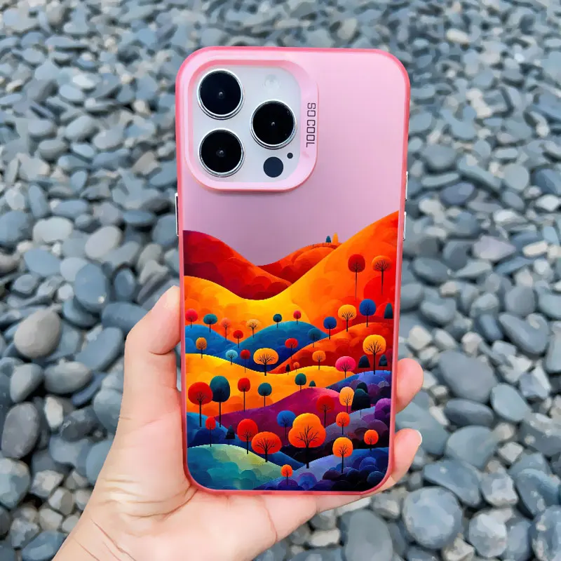 Yellow Sunset Mountain Shockproof Matte Laser Phone Case - Natural Scenery Protective Cover