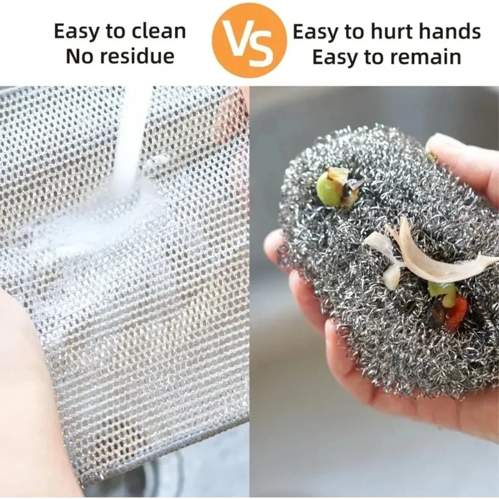 LeMeenQ Thickened Magic Cleaning Cloth Non-Scratch Double-layer Iron Microfiber Mesh Dishrag Washing Pot Rags Kitchen Dishcloths 6