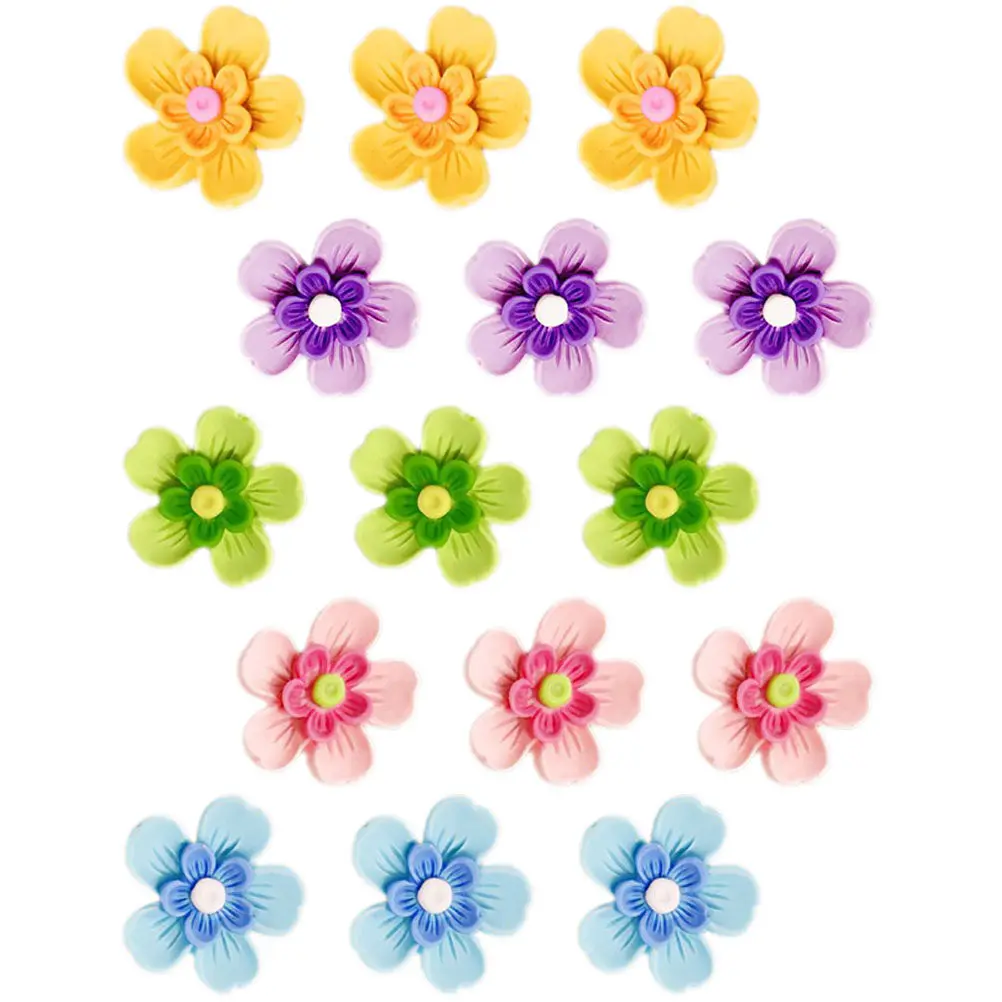 15Pcs 꽃 모양의 엄지 손가락 못 다기능 푸시핀 사무실 홈 코르크 보드 용품지도 장식을위한 섬세하고 컴팩트 한 핀