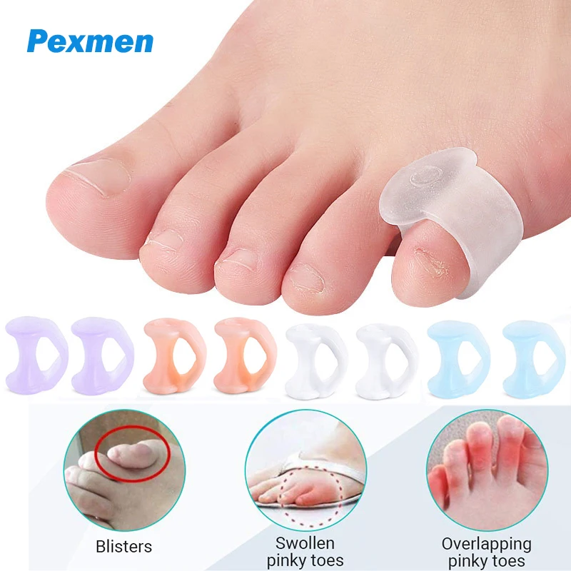 Pexmen 2Pcs Gel Toe Separator Pinky Little Toe Spacers for Preventing Rubbing & Relieve Pressure Overlapping Hallux Valgus