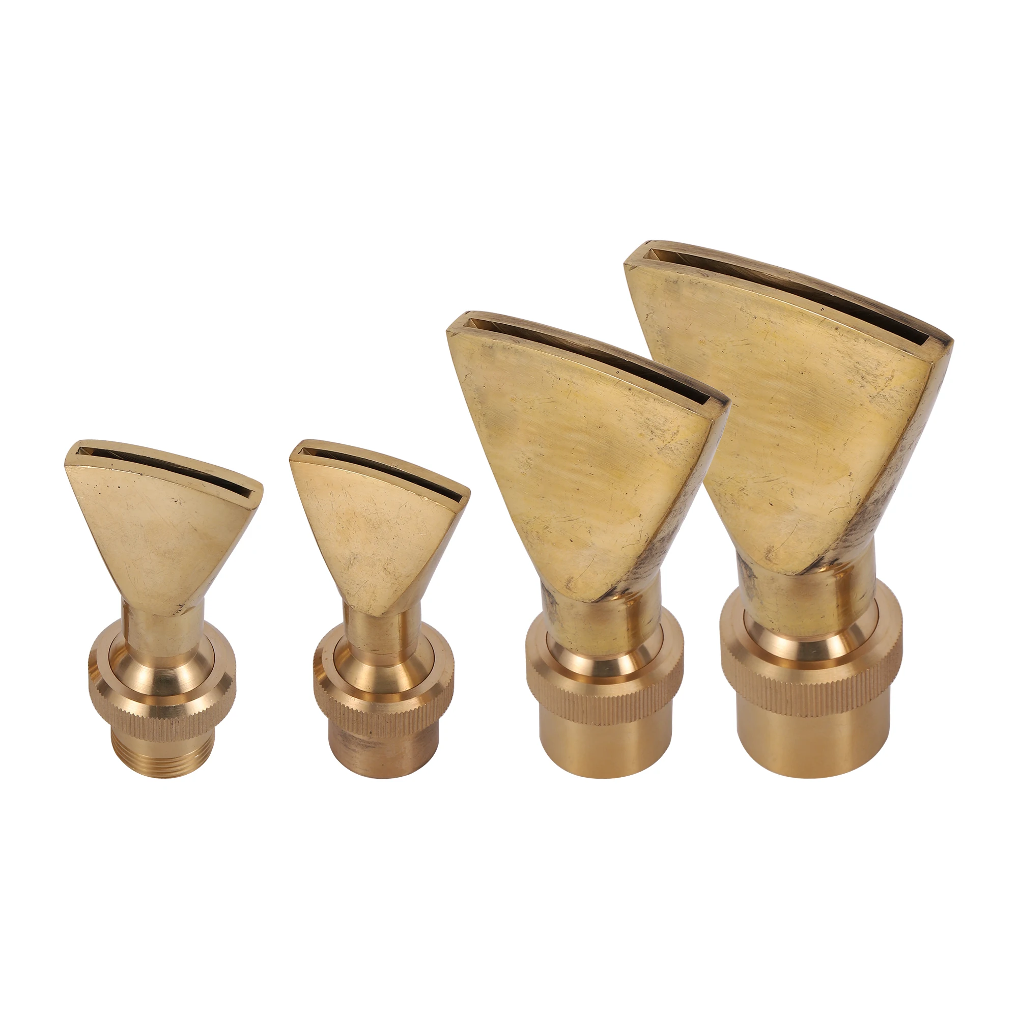 Fountain Nozzles Brass Fan Shaped Fountain Nozzle 1/2" 3/4" 1" 2" Thread Garden Pool Fountain Head Duck Tail Jet Sprinkler Park Landscape Decor