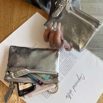 Portamonete in Pelle Portatile con Doppia Cerniera, Carino Astuccio Multifunzionale per Carte di Credito e Contanti, Uso Quotidiano