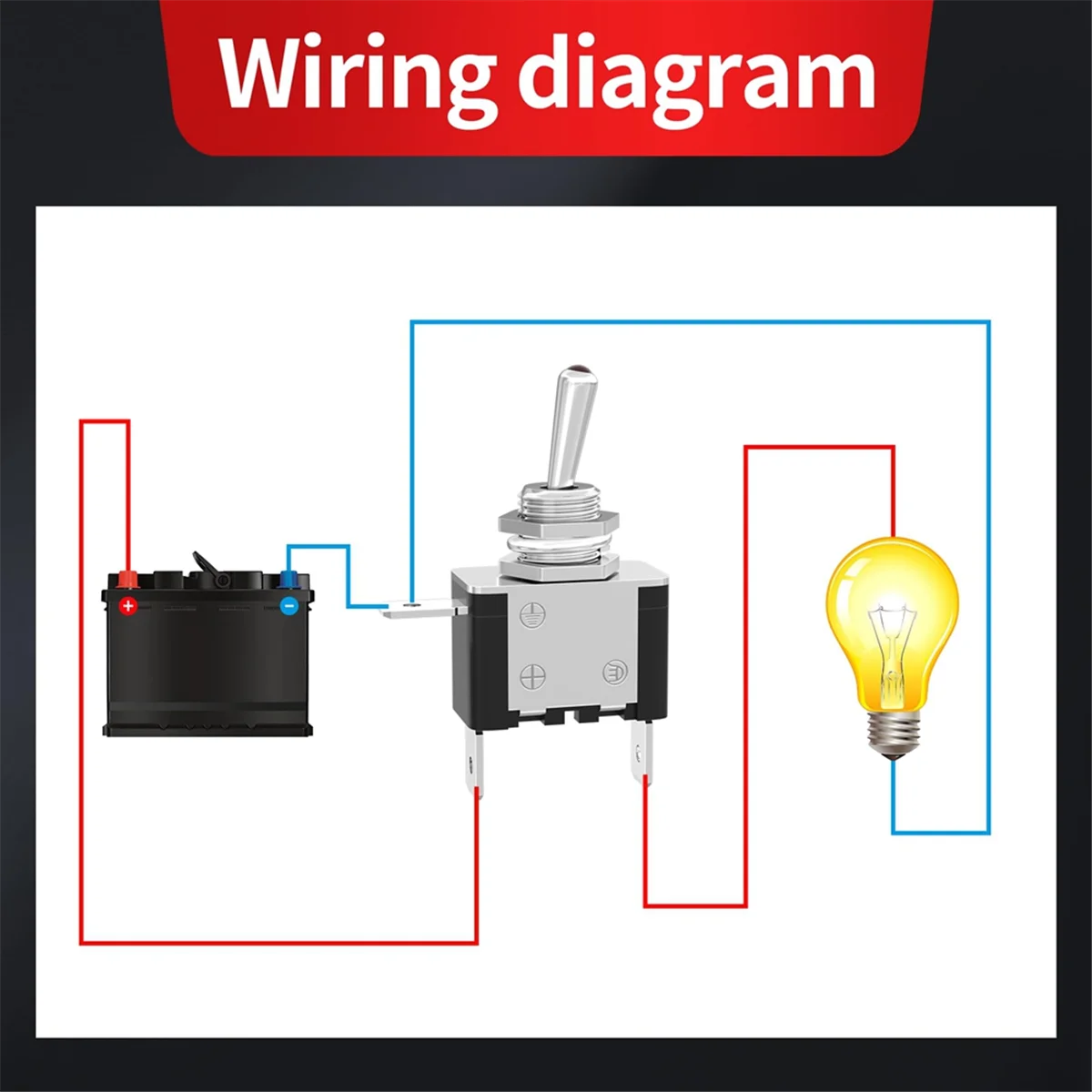 ABBO-Toggle Switch 12V DC 20A Lighted Toggle Switch 3 Pin ON/Off SPST LED Illuminated with Mounting Panel
