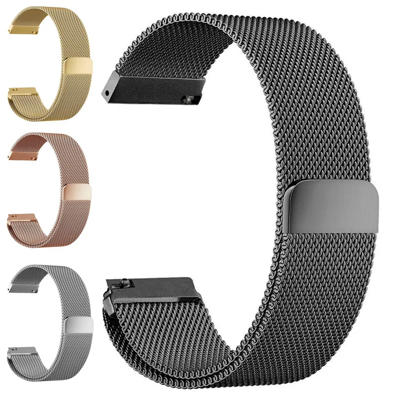 Correas de reloj de malla milanesa para Galaxy Watch 3, 4, 5, 16mm, 18mm, 20mm, 22mm, 4 colores, pulsera con cierre magnético