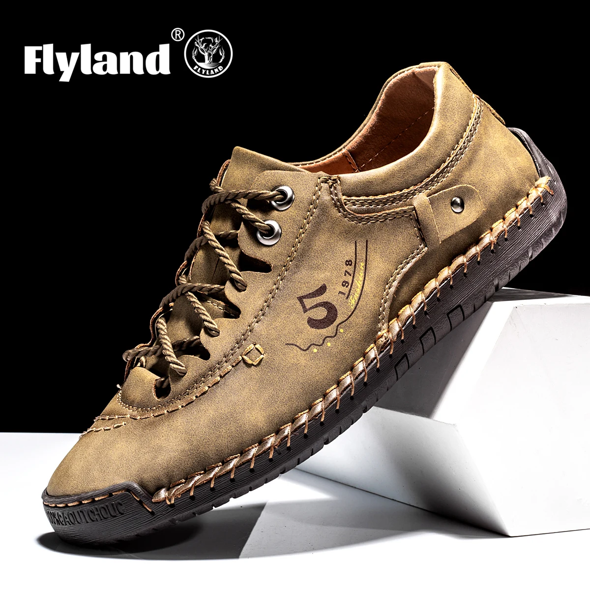 FLYLAND Classical Men's Leather Loafers Vintage Hand Stitching Oxfords Chukka Boots Ankle Boots Casual Daily Work Office Shoes 5