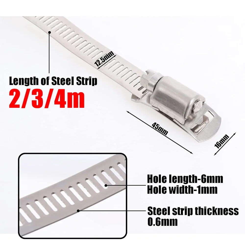 Hose Clamps 304 Stainless Steel DIY Sized Screw Band with Fasteners Worm Gear Clip Adjustable Tube Pipe Ducting