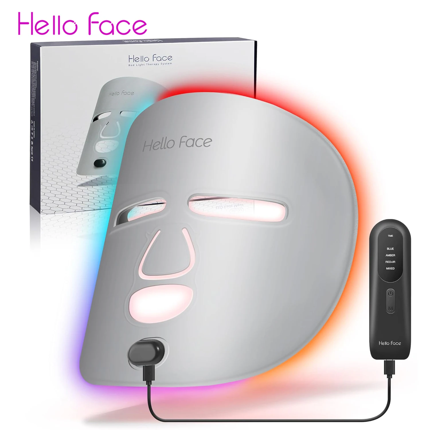 LED Facial Mask Hello Face M500 Wireless Near-Infrared Light and Red Light Therapy Facial Mask Professional Ultra-light Mask