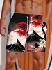 2024 Summer 3D Printed Ukiyo-E Fierce Dragon Printing Shorts Men's Board Shorts Swim Trunks Drawstring Breathable Short 3
