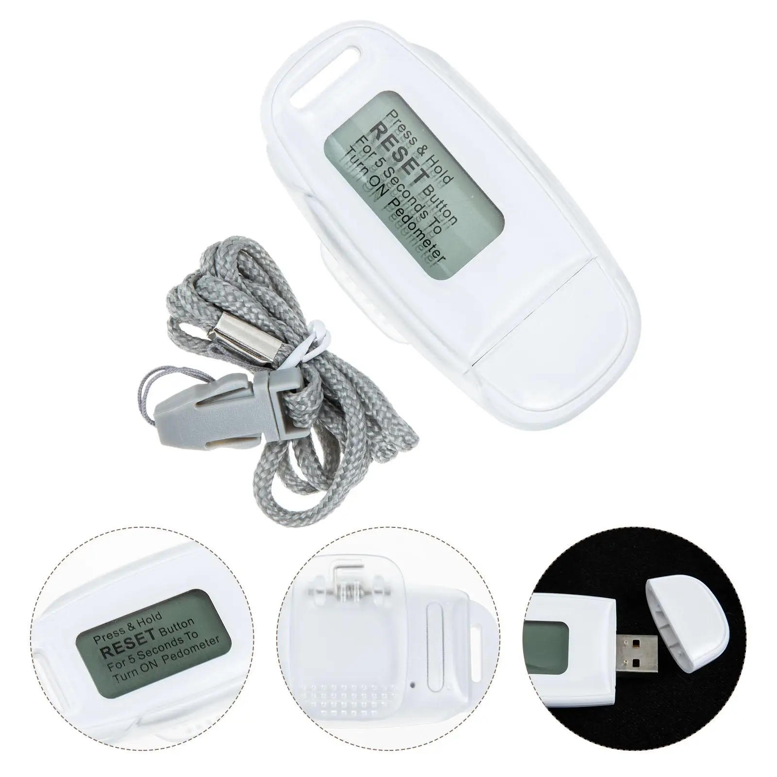 3d Pedometer Step Counter Professional Rechargeable for Walking White Convenient Practical Outdoor Fitness