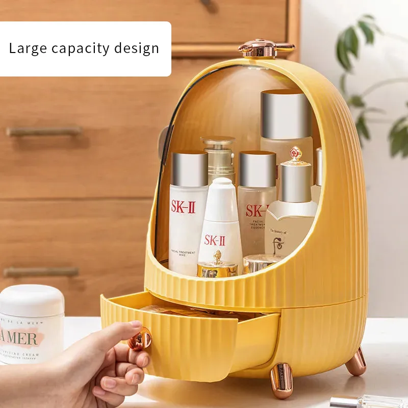 Acrylic Cosmetic Storage Box LED Light Large Capacity Waterproof Dustproof Skin Care Jewelry Desktop Drawer Rotate Open Cover 4