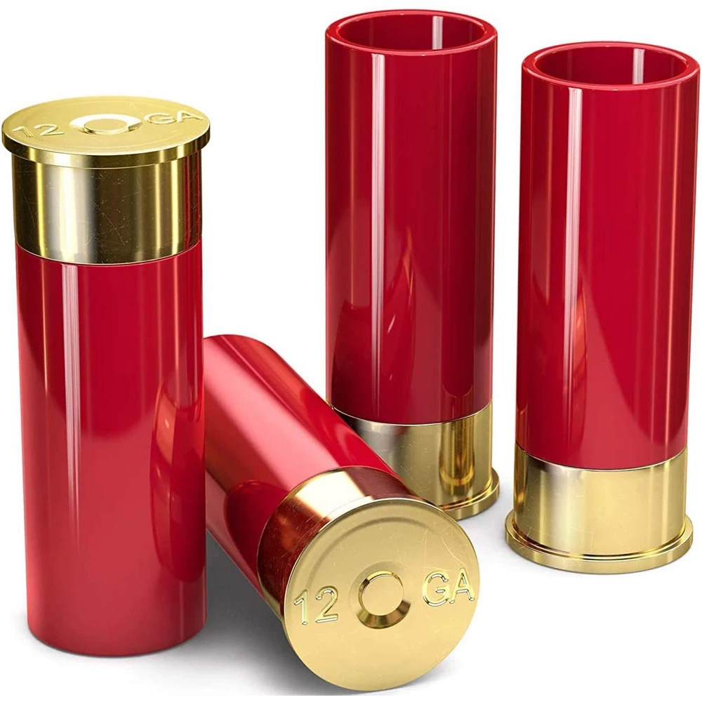 Shot Glasses Wine Glasses Drinking Vessels 4Pcs/Set 12 Gauge Shotgun Shell Shot Glasses Drinking Cup Water Wine Glass for Hunting Shooting Party Drinkware Christmas Gift