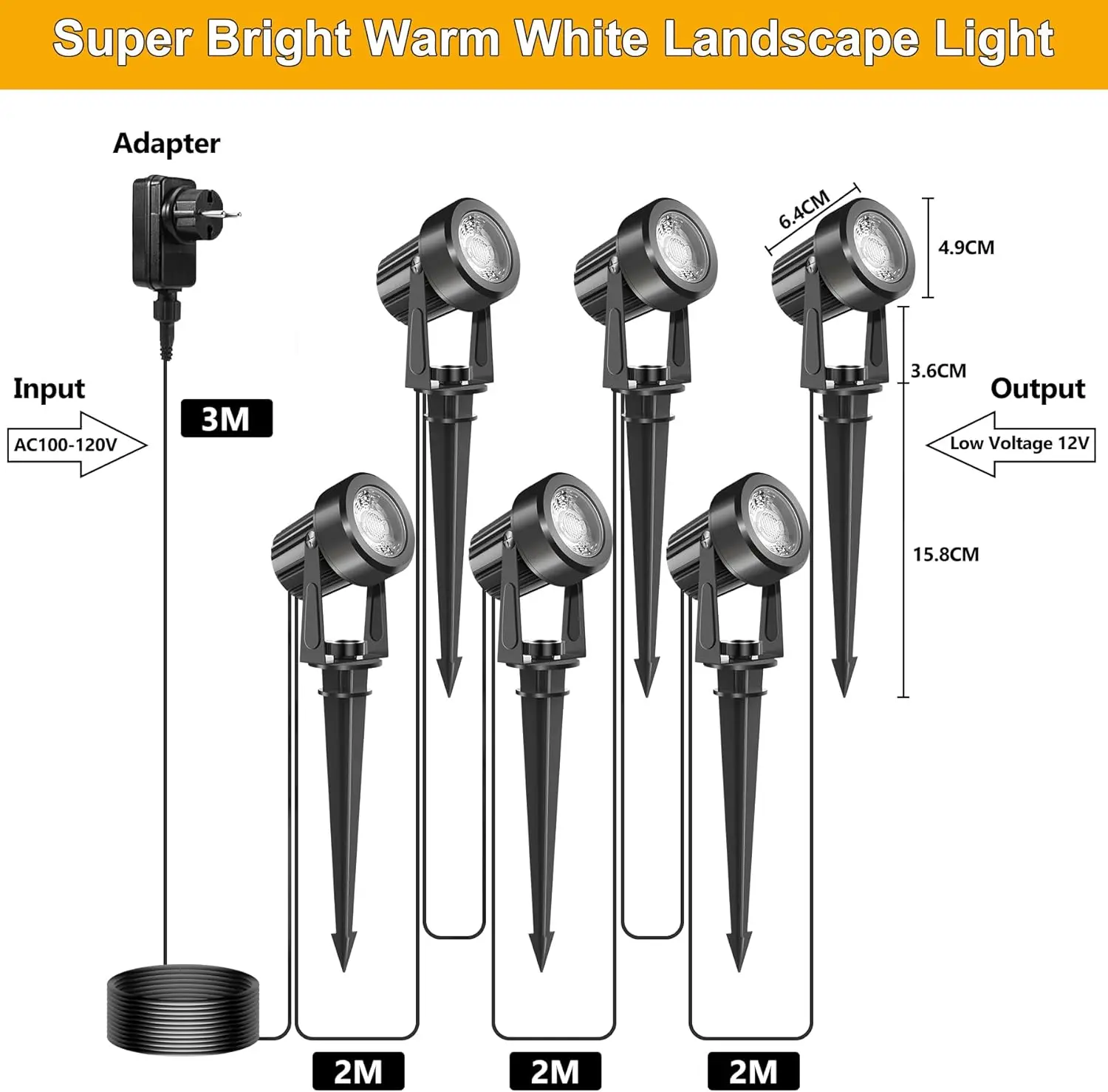 3000K Outdoor Spotlight Garden Landscape Decoration EU/US Plug Floodlight Waterproof Pathway Yard Lawn Lamp 110V 220V Lighti 6