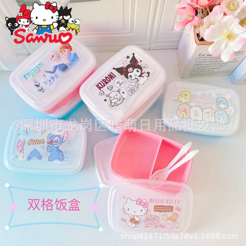 

Sanrio Melody Kuromi Hello Kitty Cinnamoroll Pochacco Plastic Crisper Box Student Bento Lunch Box Microwave Heating Lunch Box