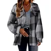 2024 Autumn Winter New Women's Clothing Pocket Plaid Lambswool Jacket Button Plush Coat Shacket 4
