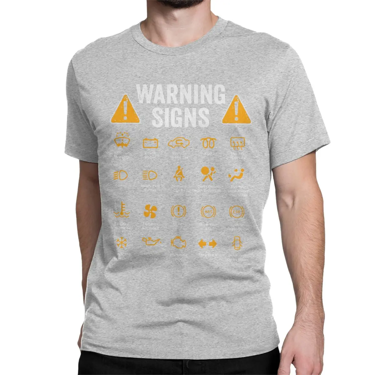 thumbnail image 1 of Camiseta de algodón de manga corta para hombre, con divertidas señales de advertencia de conducción, para mecánico de automóviles, tallas 4XL y 5XL., 1 of 7