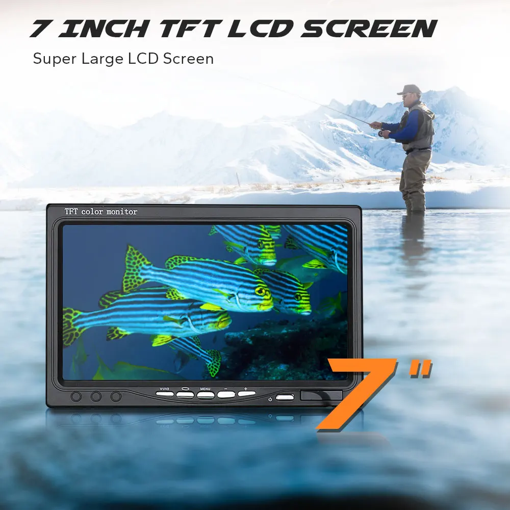 Fish Finder 7" Inch DVR Recorder 1000TVL Underwater Fishing Camera 30 PCS LED IR Lights 15/30/50M IP68 Waterproof Fishfinder