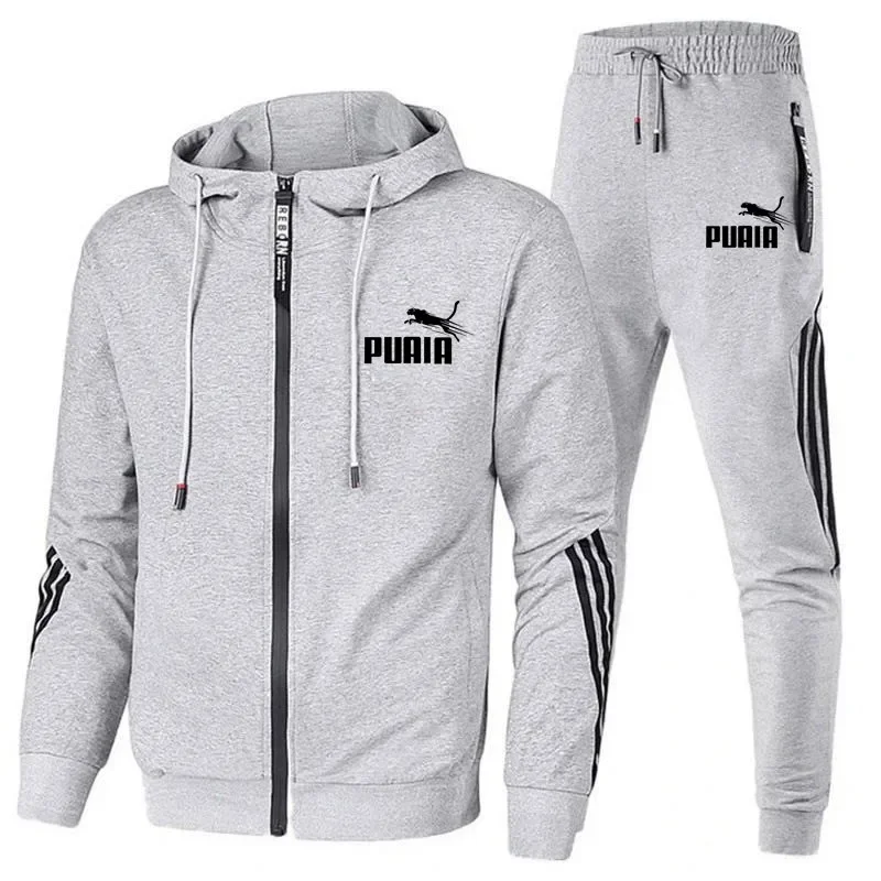 Survêtement à rayures pour hommes, veste cardigan à fermeture éclair, pantalon de survêtement, course à pied, fitness, basket-ball, jogging, mode, imbibé, automne, nouveau, ensemble 2 pièces