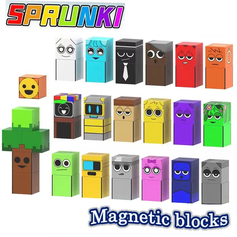 Magnetic Building Block Sprunki แม่เหล็ก Cube Mine World เด็กชุดของขวัญสําหรับเด็กผู้หญิงเด็กอายุ 3 + DIY รุ่น STEM Sensory MusicToy 1