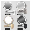 Golden Wall Folding Makeup Mirror Double Side Fill Light Magnifying USB Charging Led Tricolor Dimming Bathroom Cosmetic Mirrors 3