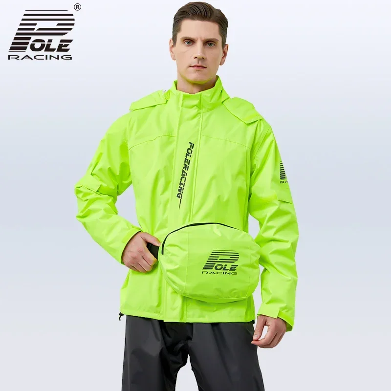 POLE Motorcycle Raincoat Rainstorm Prevention Jacket Breathable Waterproof Reflective Raincoat Camping Motocross Riding