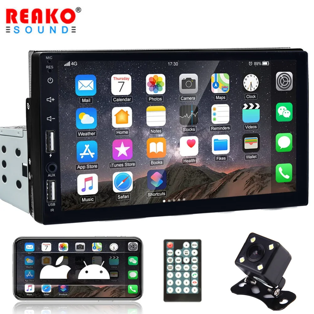 

REAKOSOUND 1Din Car Radio 7" HD Autoradio Multimedia MP5 Player Touch Screen Mirror Link Car Stereo Bluetooth 2USB FM Camera SWC