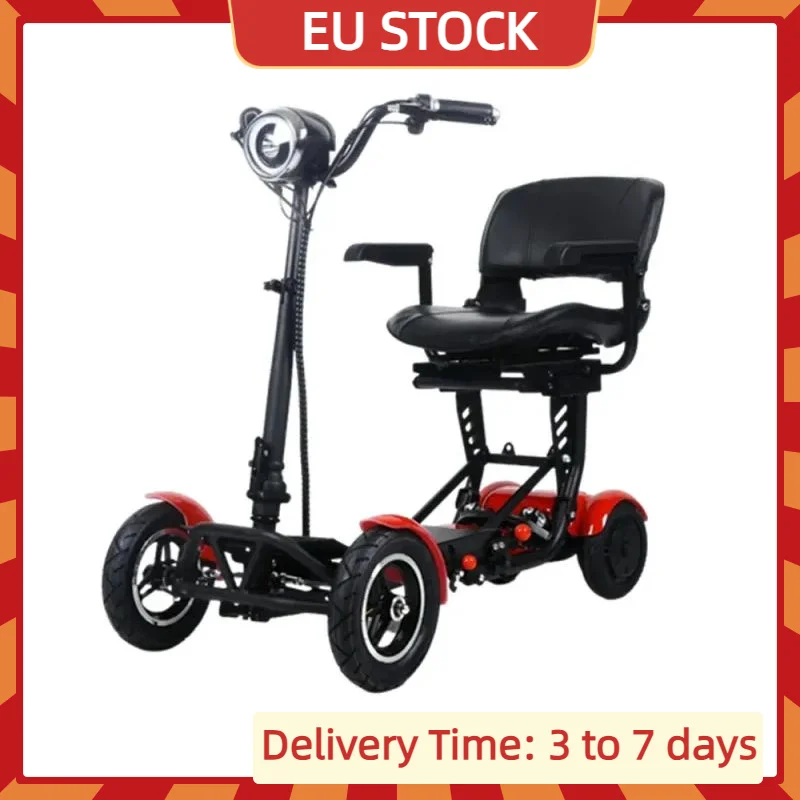 EU Stock Elderly Foldable Electric Scooter with Armrest Seat Adult Mobility 4 Wheels 500W 36V Family Electric Bicycle
