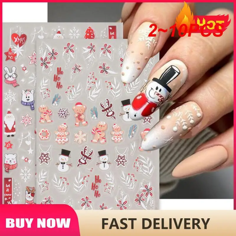 

2~10PCS New Frosted 3D Nail sticker Art Sliders Cute Mushroom Rabbit Maple Leaves Nails Decorations Decals Manicure Accessories