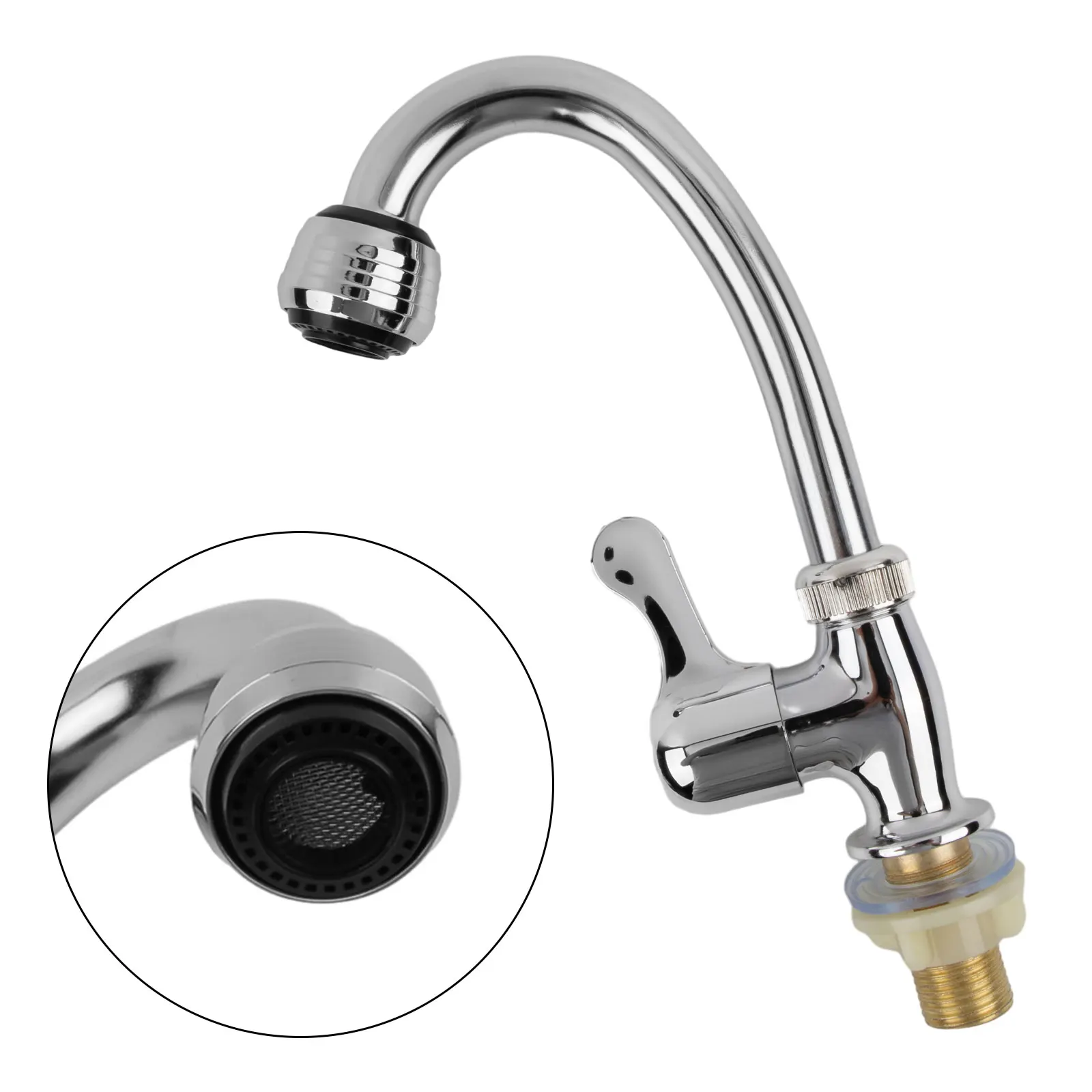 

Cold Tap Kitchen Faucet 360° Rotation Accessories Plastic Steel Single Cold Water Bathroom Accessories Brand New