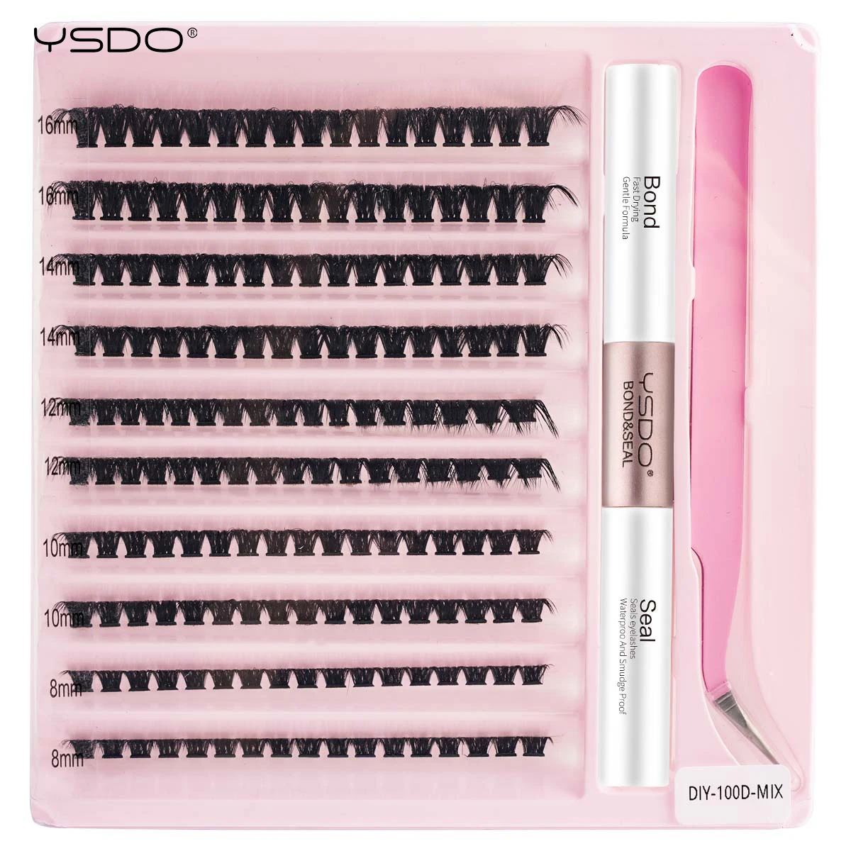 DIY Clusters Eyelash Extension Bond and Seal 2 in 1 Individual Lashes Kit Mixed Tray Natural Faux Mink False Cilios Makeup Tools fake eyelashes lash extension kit eyelash set