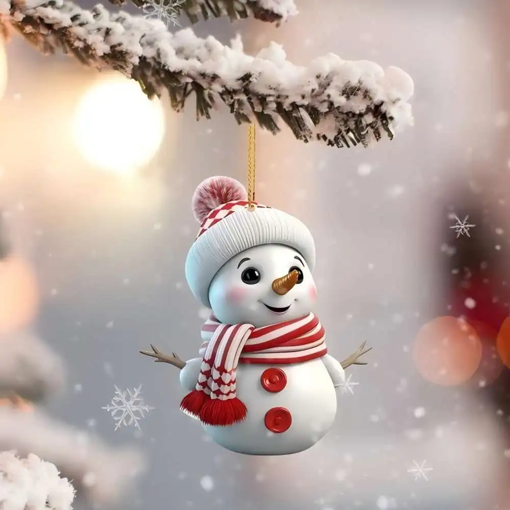 thumbnail image 1 of Christmas Decoration Pendant 2D Acrylic Cartoon Christmas Snowman Home Garden Christmas Tree Pendant Party Decoration Decora, 1 of 5