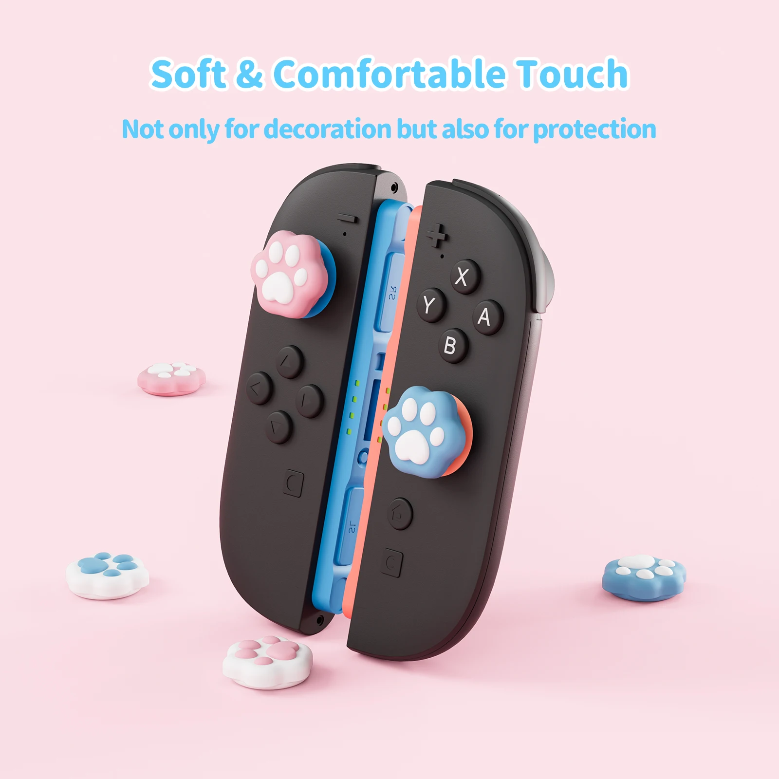 GeekShare Cat Paw Shape Thumb Grip Caps Soft Silicone Joystick Cover