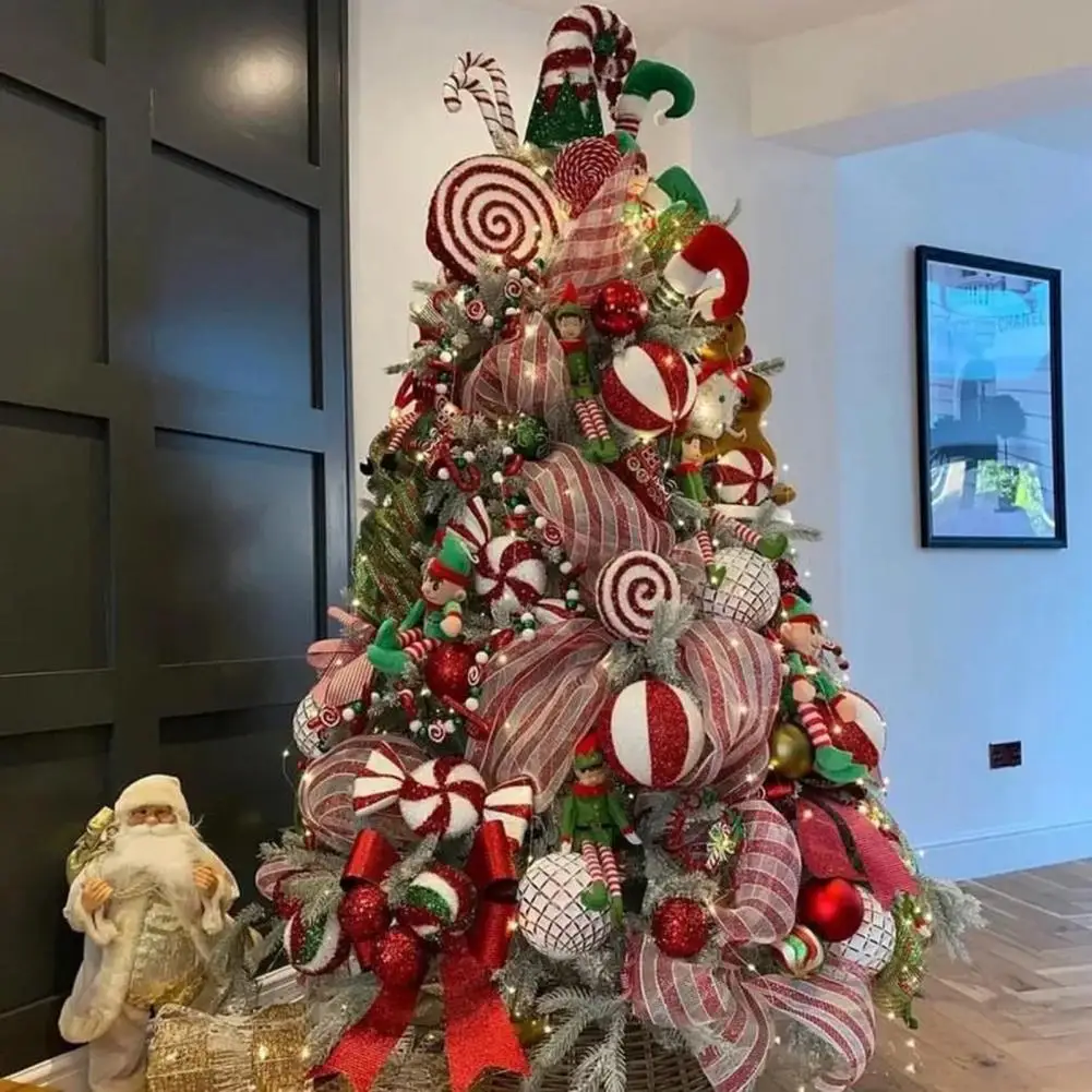 10 Inch X 10 Yards Christmas Mesh Ribbon Red/Red White Stripe Metallic Foil Mesh Roll Wreaths Swags Christmas Tree Home Decor