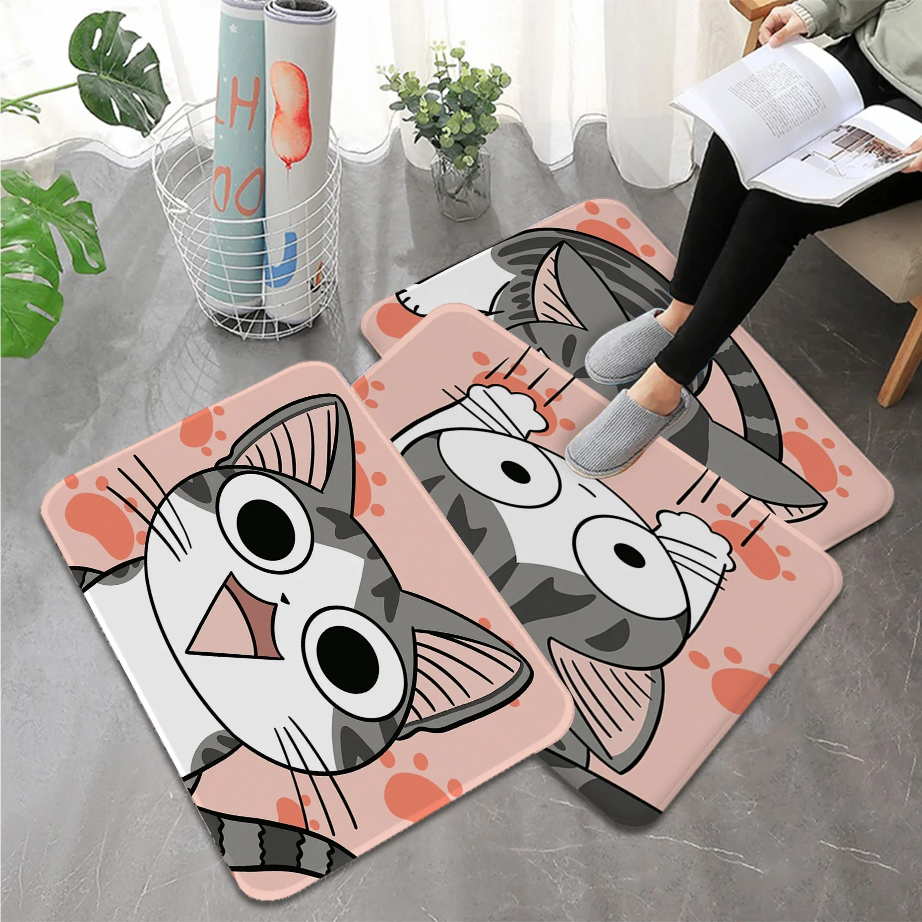 

Chi Cat Sweet Floor Mat Bath Mat Nordic Style Home Doormat Bathroom-Toilet Mats Bedroom Welcome Doormat