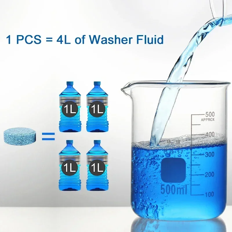 Car Windshield Washer Fluid Concentrated Tablets Solid Effervescent Wiper Tablet for Car Room Kitchen Window Glass Cleaning