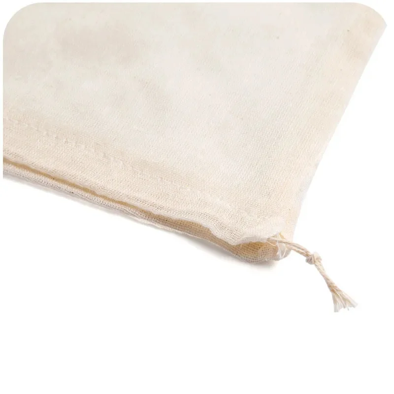 Reusable Cotton Food Filter Bag Drawstring Type Chinese Medicine Herbal Spice Strainer Soup Mesh Filter Kitchen Food Bag tea strainer disposable tea filter bags