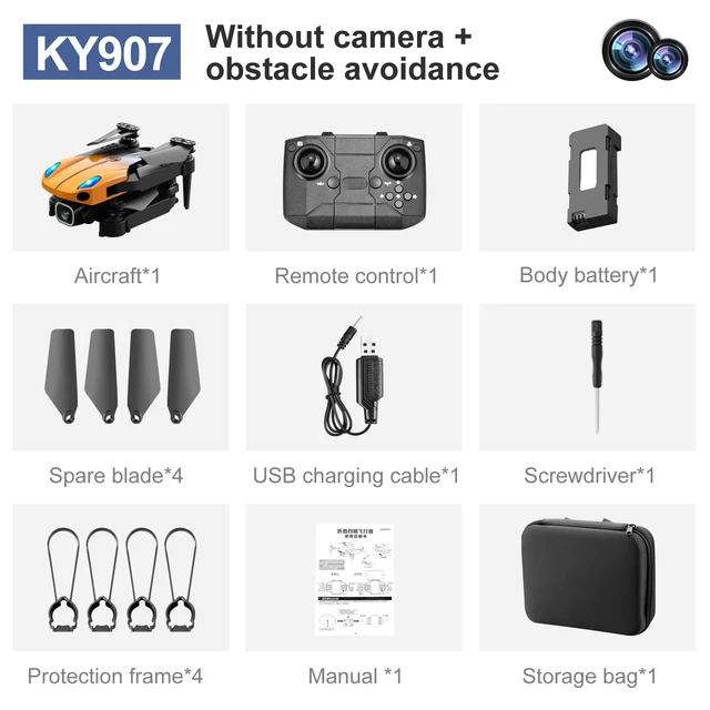 Mini Drone Ky907 4K Dual Camera Radio Control Helicopter Rc Plane Gps Wifi Fpv Obstacle Avoidance One-click Return Foldable Toys