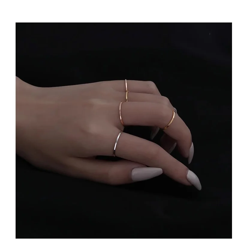 1mm Sleek Thin Flat Ring Stainless Steel Waterproof PVD Plated Fashion Jewelry Pinky Toes Classic Promis Gifts For Men Women 5