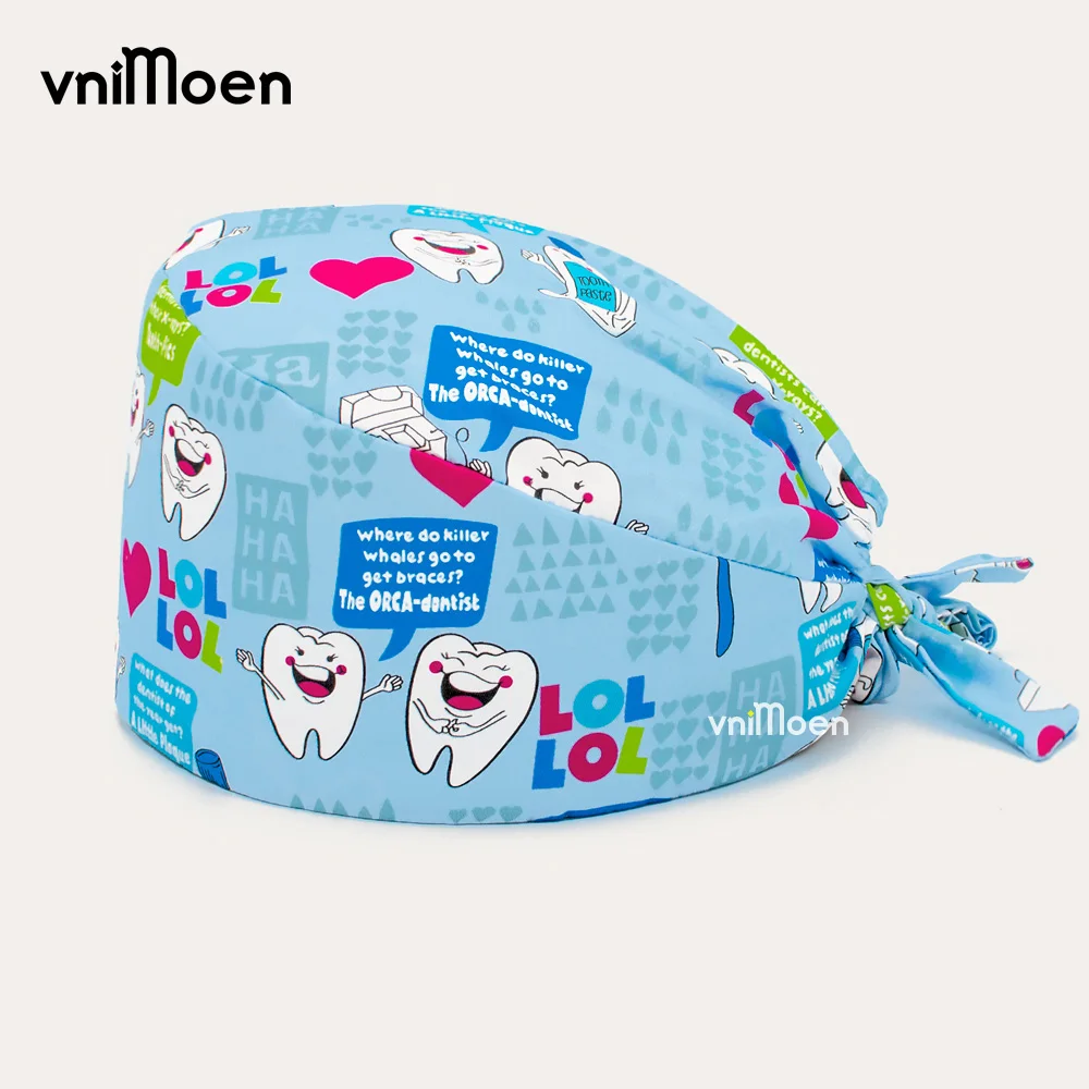 Unisex Health Service Staff Work scrub hats Women Man Beauty Cap Cartoon Colorful Printing Scrub Caps nurse accessories