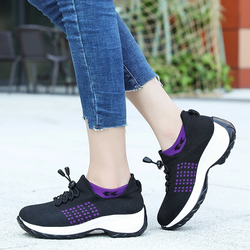 Women Walking Shoes Comfortable Chunky Sneakers Athletic Breathable Slipon Outdoor Sock Shoes