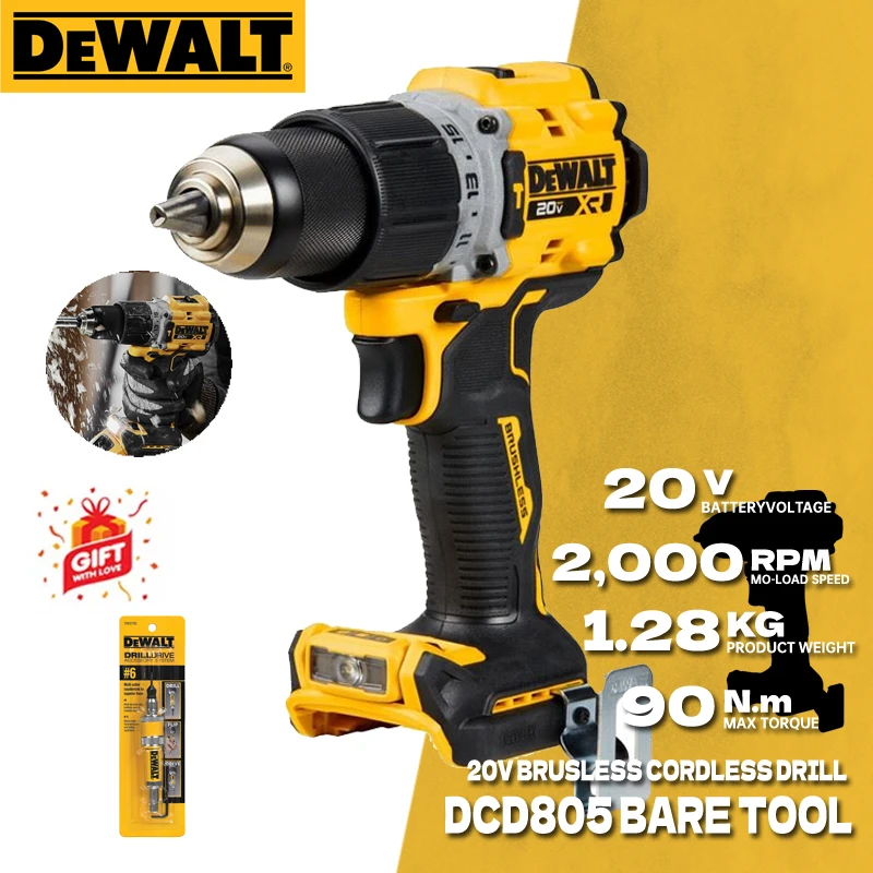 Dewalt DCD805 Cordless Hammer Drill Driver Kit Bare Tool 20V MAX 1/2 in