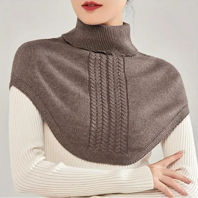 Women Knitted Fake Collar Scarf Warm Turtleneck Neck Warmer Detachable Winter Windproof False Scarf