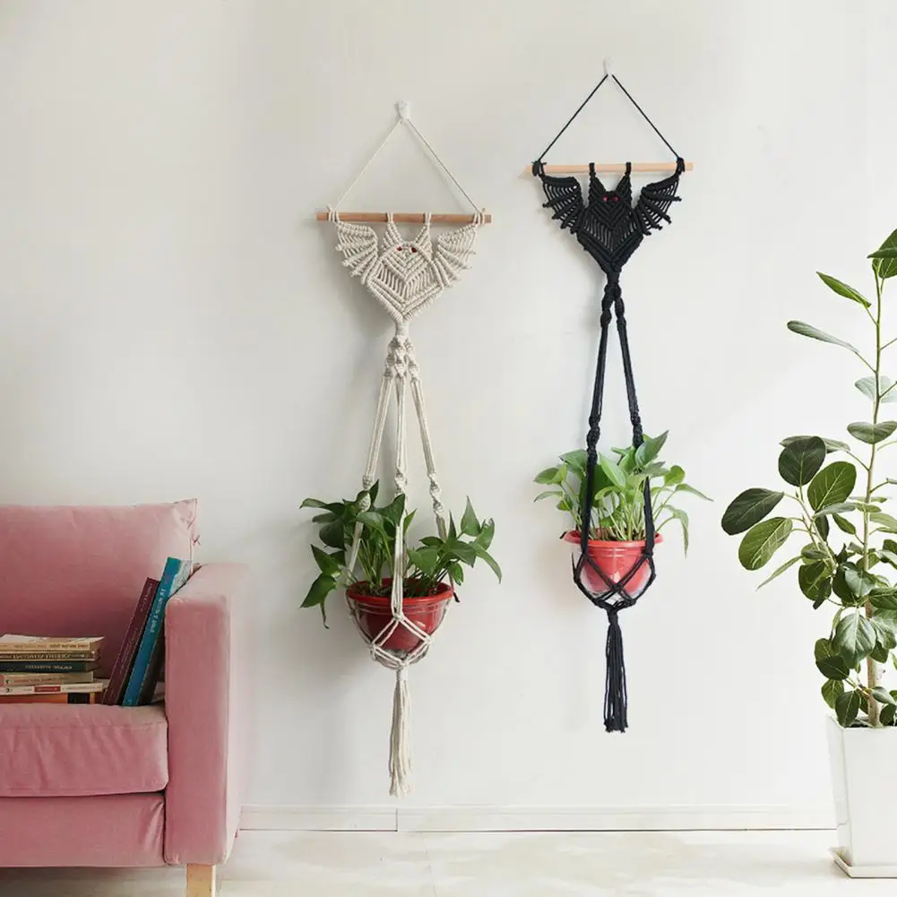 Gothic Bat Hanging Tapestry Woven Bat Hanging Planter Succulent Pot Air Plant Holder Home Decor